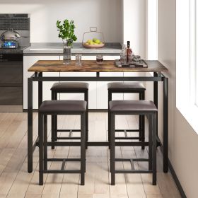 5-Piece Kitchen Counter Height Table Set, Bar Table with 4 Stools