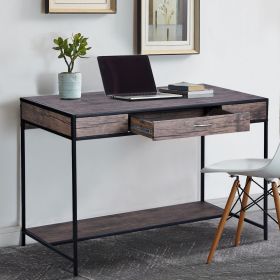 43.3"W x 21.6"D x 29.3"H Computer Desk with One Drawer, Walnut & Black