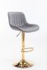 Chrome Footrest and Base Swivel Height Adjustable Mechanical Lifting Velvet + Golden Leg Simple Bar Stool; Set of 2; Grey